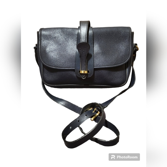 Dooney & Bourke Handbags - VTG Dooney & Bourke Pebbled Crossbody Equestrian Bag in Navy with Navy Trim Rare